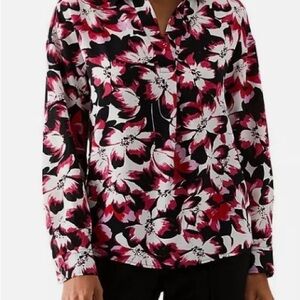 Rafaella Floral Blouse - Black, White, Pink